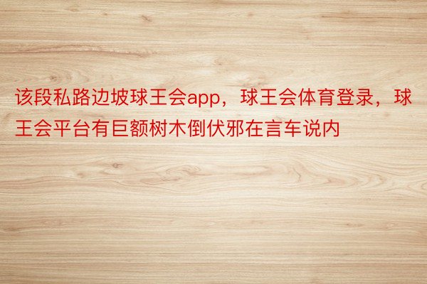 该段私路边坡球王会app，球王会体育登录，球王会平台有巨额树木倒伏邪在言车说内